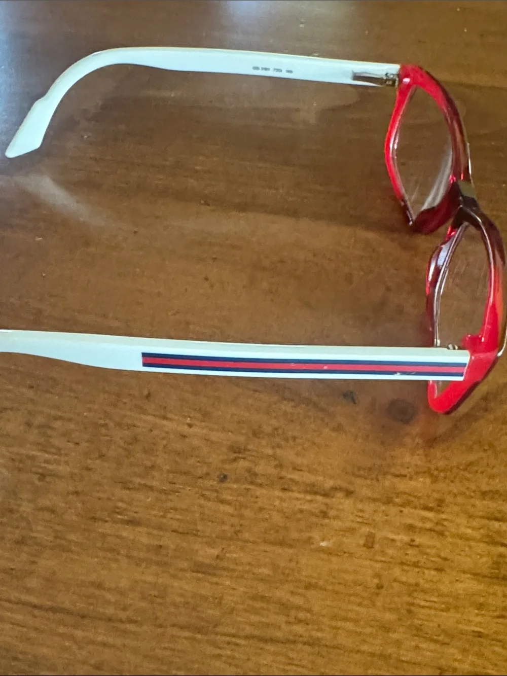 Gucci GG3181 Red Frame Eyeglasses w/Red White Blue Stripe Vintage Y2K